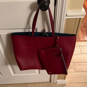 Tory Burch Deep Red Leather Tote